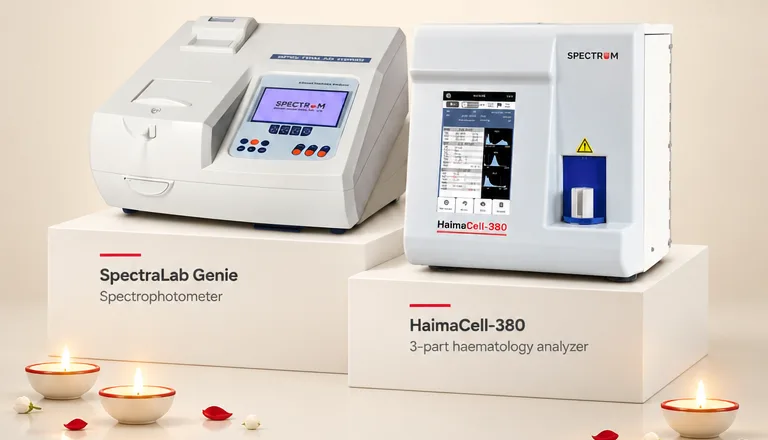 Spectralab Genie and HaimaCell-380 on festive display with diyas